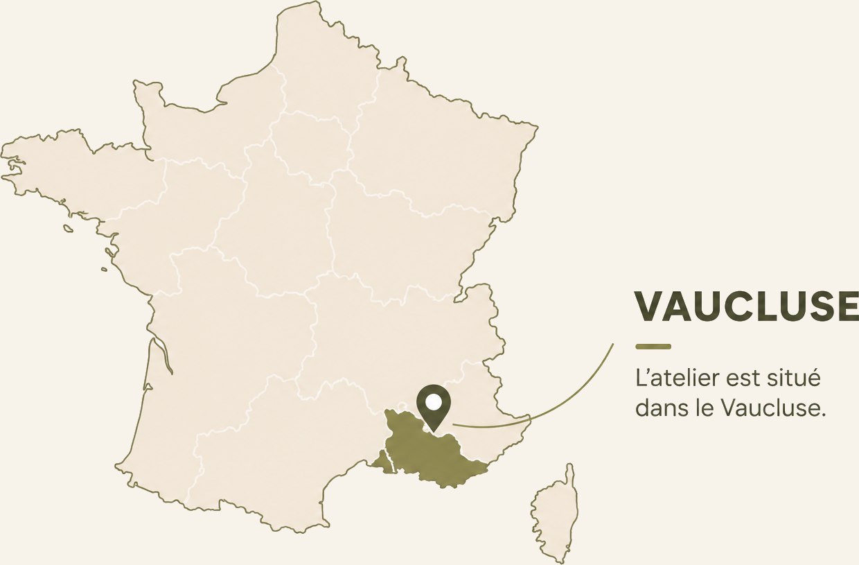 Carte de France situant l'atelier Ventoux Van dans le Vaucluse