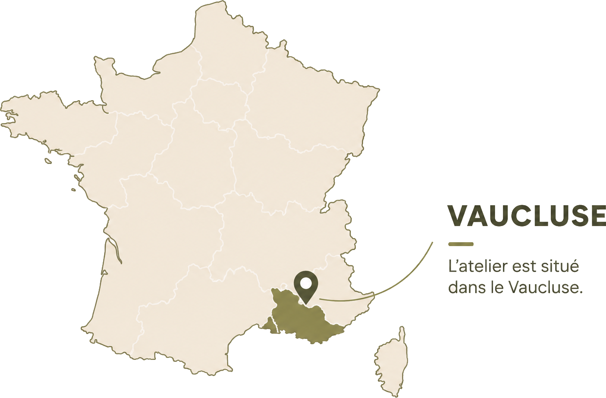 Carte de France situant l'atelier Ventoux Van dans le Vaucluse
